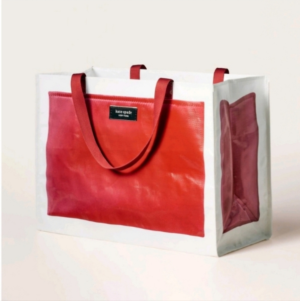 Kate Spade Red and White Tote Bag 18" by 24" by 10" - Picture 3 of 12